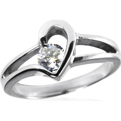 BM Jewellery Dámský prsten se zirkonem z chirurgické oceli S48110