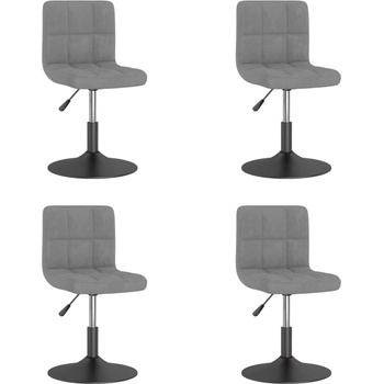 vidaXL Въртящи се трапезни столове, 4 бр, светлосиви, кадифе (3087481)