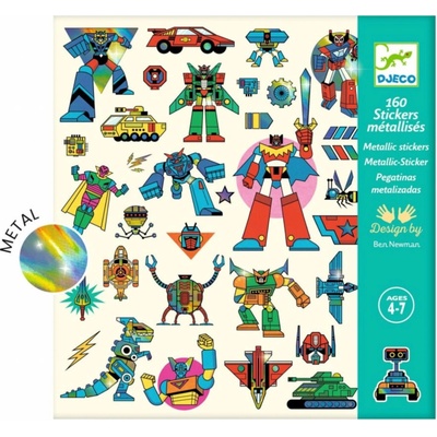 Djeco Samolepky metalické Roboti