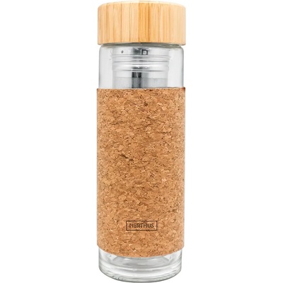 Nerthus 300 мл двустенна стъклена бутилка с инфузер декор КОРК от Nerthus