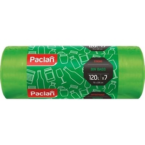 Paclan Торби за боклук Paclan, дебели, 120 л, зелени, 7 бр