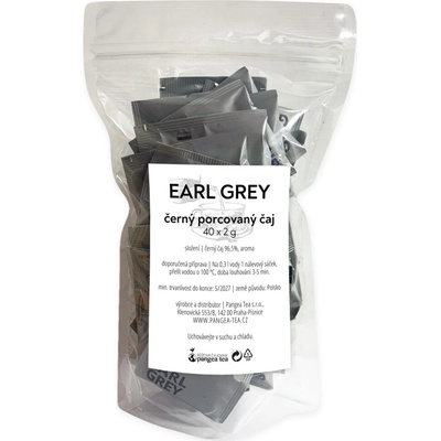 Růžová čajovna Pangea Tea Earl Grey černý porcovaný čaj 40 ks