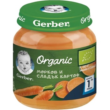 Gerber Organic Морков и сладък картоф, 125г