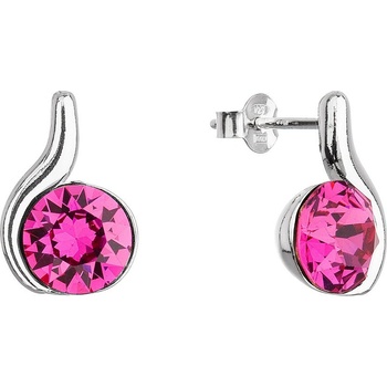 Evolution Group stříbrné pecky se se Swarovski krystaly růžové 31313.3 fuchsia