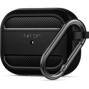 SPIGEN Противоударен Силиконов Калъф за Apple AirPods Pro, Spigen Rugged Armor Case, Черен (ASD00540)