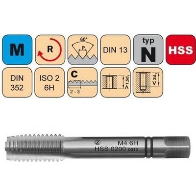 NÁSTROJE CZ Sadový závitník M14x2 II ISO2 HSS DIN 352 - 0200 - CZZ0200-M14-II-ISO2