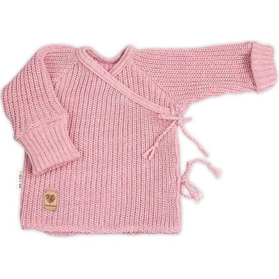 Baby Nellys Kojenecký svetřík rostoucí na zavazování na boku růžový – Zboží Dáma