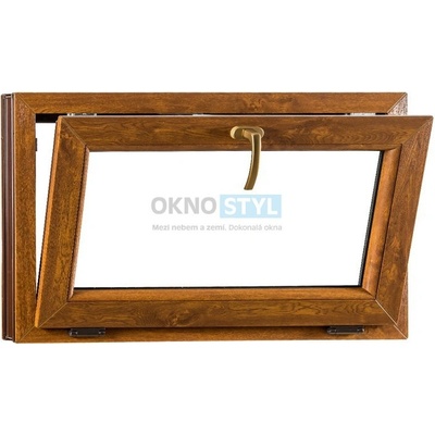 OKNOSTYL.cz plastové okno sklopné REHAU 900 x 550 cm Bílá / Zlatý dub