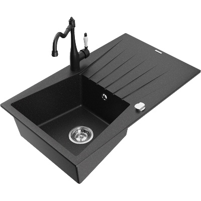 Mexen Cesar гранитна кухненска мивка с едно корито с отточник и кухненски (6514-73-670700-70)