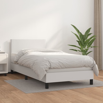 Petrashop 3140976 boxspring postel s matrací bílá umělá kůže
