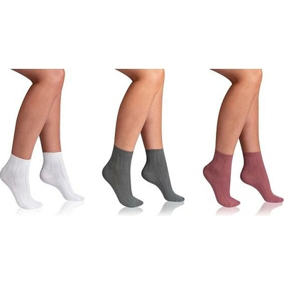 Bellinda FASHION RIB SOCKS 3x dámske ponožky 3 ks BE485936 ružová zelená smotanová