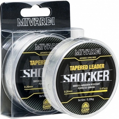 Mivardi Shocker Tapered Leader Číra 5x12 m 0,30-0,47 mm 8,65 kg