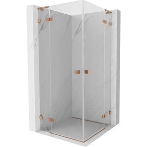Mexen Lunar L Duo двукрилна душ кабина 120 x 120 см, прозрачна, четкана мед - 834L-120L-120P-65-00 (834L-120L-120P-65-00)