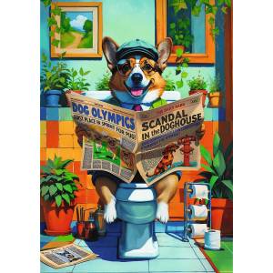 Trefl - Puzzle Premium Plus: Plus Pets and People: Corgi´s Toilet Times - 1 000 piese