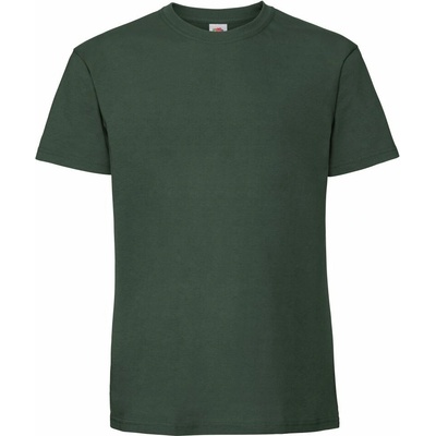 Fruit of the Loom ICONIC 195 T pánské tričko z těžké bavlny lahvově zelená
