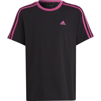 adidas Детска тениска Adidas Essentials 3 Stripe T-Shirt Junior Girls - Black/Pink