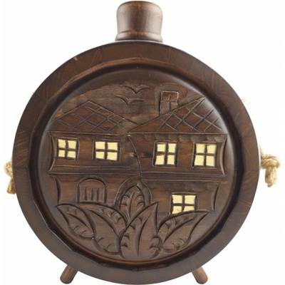 Ръчно изработена бъклица Резбовани къщи 700 мл (5793)