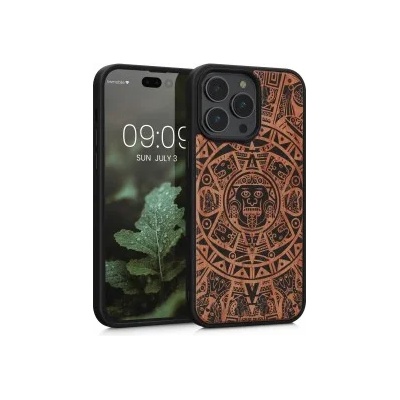kwmobile Дървен калъф с дизайн черешово дърво за Apple iPhone 14 Pro Max - светлокафяв
