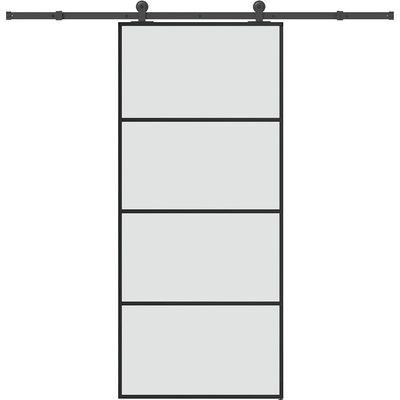 vidaXL Плъзгаща се врата с обков 90x205 см ESG стъкло и алуминий (3332872)