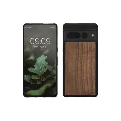 kwmobile Дървен калъф за Google Pixel 7 Pro - тъмнокафяв