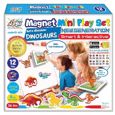 Комплект Jagu - Магнитни говорещи играчки, дино, 12 части (91-624)