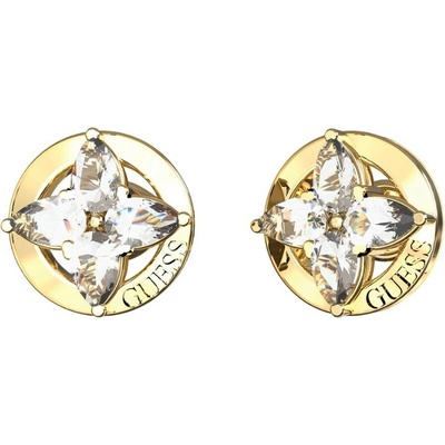 Guess Pozlátené náušnice so zirkónmi Secret Garden JUBE06040JWYGWHT/U