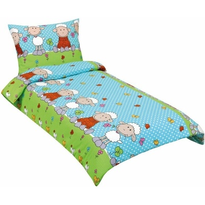 Bellatex Obliečky Junior KREP 80/050 ovečka modrá 140x200 70x90