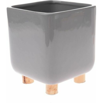 Casa de Engel Керамичен кашпо контейнер с дървени крачета, сив, 0/8 Casa de Engel | Lilav | Home | UNI
