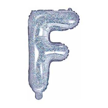 PartyDeco Балон от фолио Mini - Буква F 35см холографичен