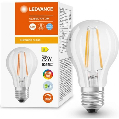 Ledvance LED žiarovka E27 A60 7,5W 75W 1055lm 4000K Neutrálne 300° CRI90 Stmievateľné vlákno Superior