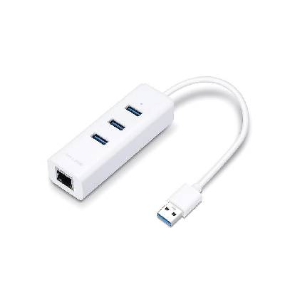 Хъб USB към 3 x USB и Gigabit Ethernet TP-Link (UE330)