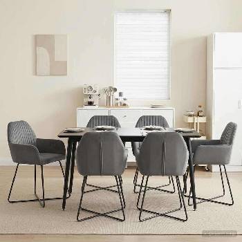 vidaXL Обедени столове 6 pcs Кадифе Тъмносиво 55 x 50 x 84 см (3428384)