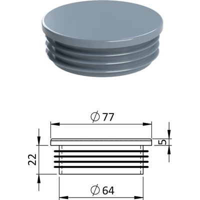 Vnitřní krytka kulatá ø 77 mm, plastová, šedá