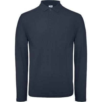 B&C ID.001 LSL pánske piqué polo tričko s dlhým rukávom modré navy