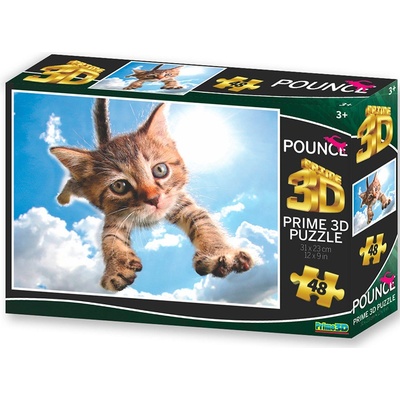 PRIME 3D Kotě v oblacích 3D 48 dílků