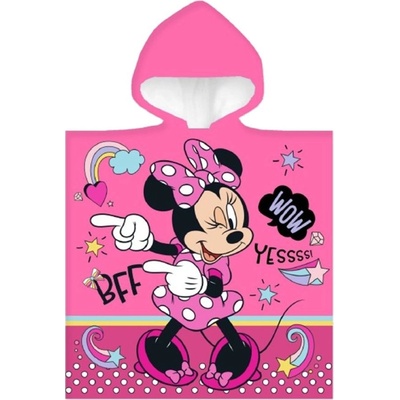 Carbotex Detské dievčenské plážové pončo osuška s kapucňou Minnie Mouse Disney 50 x 110 cm