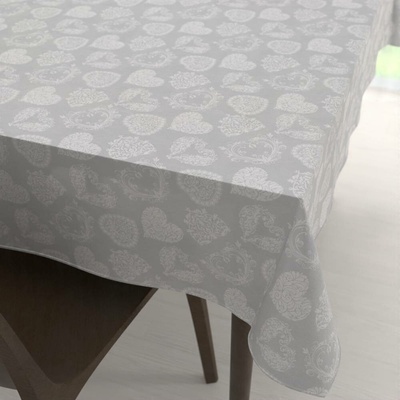 Biante Dekorační obdélníkový ubrus PML-071 Srdce s ornamenty na šedém 140x220 cm