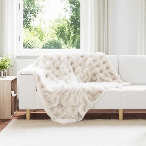 vidaXL Анти-слип изкуствено одеяло от заешка козина Olite Бяло (42021841)