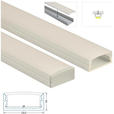 ML-761.009.43.2 Přisazený hliníkový profil PF, 24x10 mm, matný difuzor, komplet, 2 m