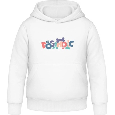 AWDis detská mikina s Kapucňu Psí dizajn s nápisom DOGAHOLIC Arktická biela