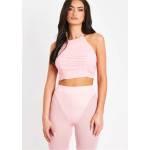 Missy Empire Mesh Halter Neck Ruched Top - Pink