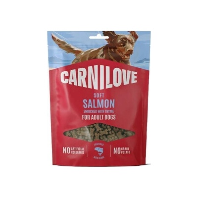 CARNILOVE Dog Soft Snack Salmon Small Bite mäkké maškrty s lososom pre dospelých psov 200 g