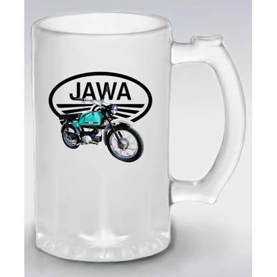 Jawa Mustang zelenomodrý logo V3 Půllitr skleněný 500 ml