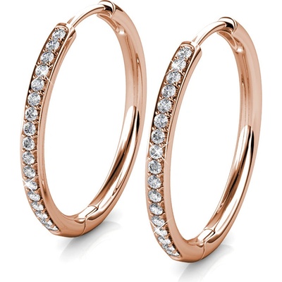 Royal Fashion stříbrné pozlacené náušnice Swarovski 18K růžové zlato