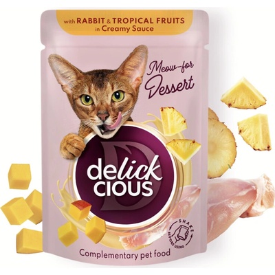 Delickcious Vločky s králikom a tropickým ovocím v smotanovej omáčke 80 g