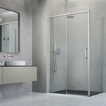 Radaway Правоъгълна душ кабина с плъзгаща се врата Radaway Idea KDJ 100x120 см, матиран никел-прозрачно покритие, лява (387040-91-01L+387054-91-01R)