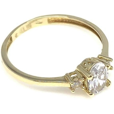 Diante Zlatý prsten s bílým kamenem 59631945