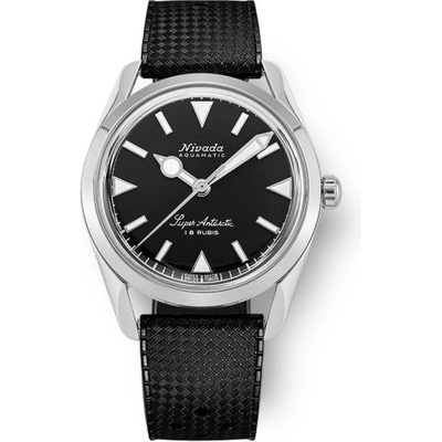 Nivada Grenchen Super Antarctic Black White Luminova Rubber Tropic