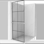Mexen Kioto+ L душ преграда с рафт Walk-in 90 x 200 см, черна решетка, матиран никел - 800-090-123-97-77 (800-090-123-97-77)