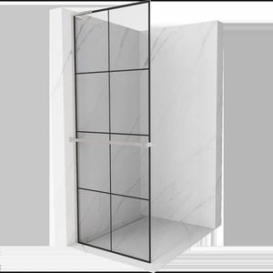 Mexen Kioto+ L душ преграда с рафт Walk-in 90 x 200 см, черна решетка, матиран никел - 800-090-123-97-77 (800-090-123-97-77)